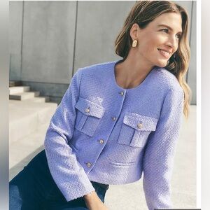 Ann Taylor Tweed Patch Pocket Jacket in Radiant Amethyst - Size 10